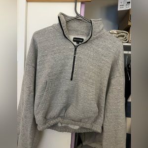 pretty little thing cropped quarter zip sweater